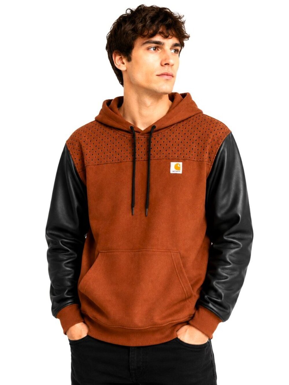 Carhartt Men's Faux Leather Suede Perforated Hoodie NWOT
